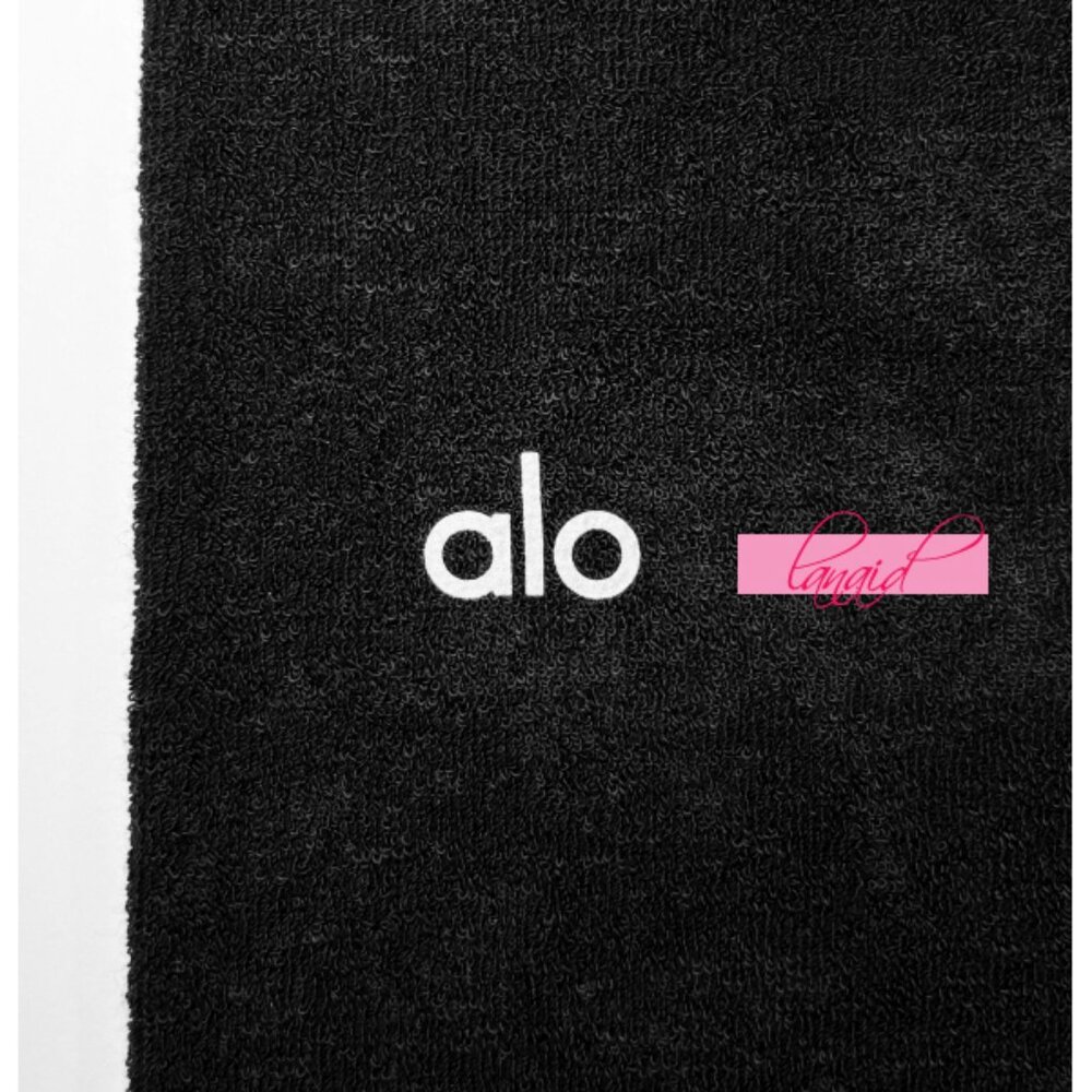 Alo Seamless Luxe Terry High-Waist Cuddle Legging Black Hi-Rise Slit Hem Bootcut - Picture 10 of 13